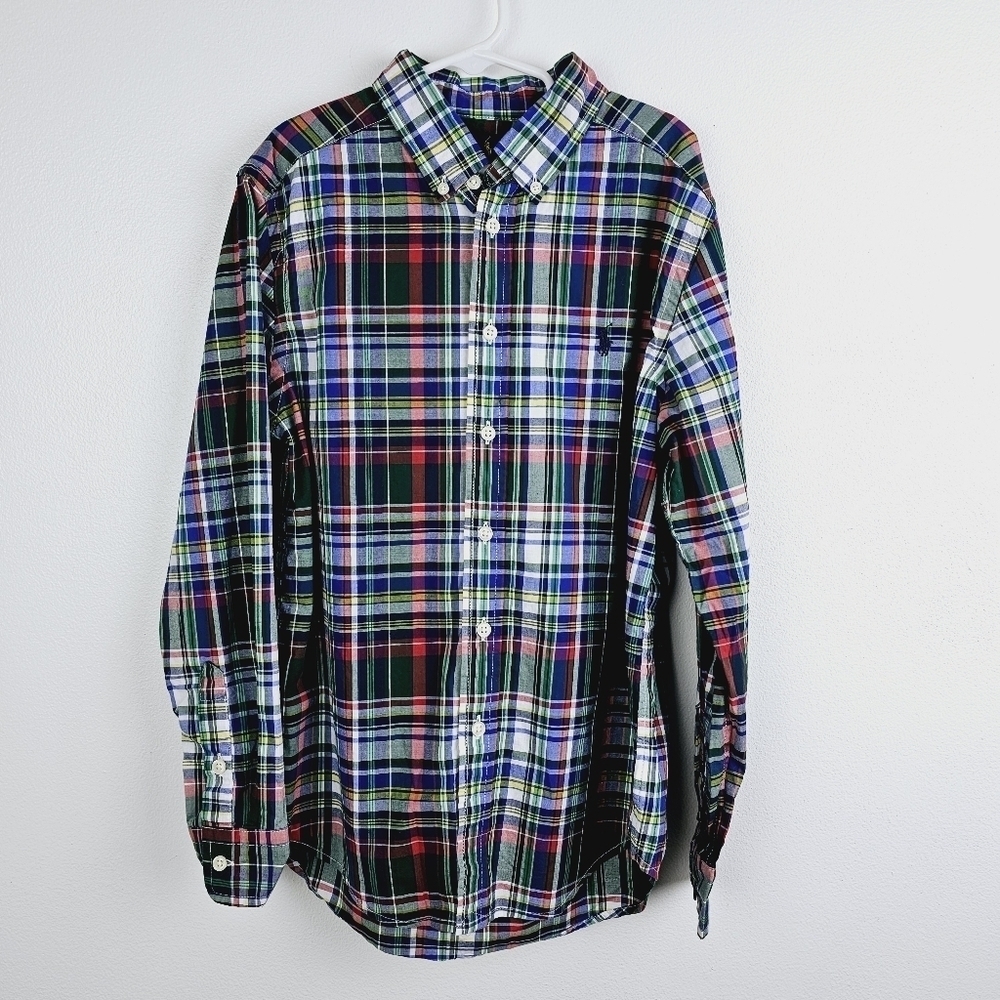 Ralph Lauren Boys Plaid Button Front Collared Shirt